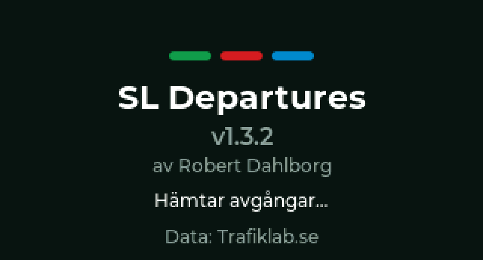 The start screen with a small train running along the line colours, then the display showing Brommaplan on the green line, with trains on a line map and the next departures in each direction